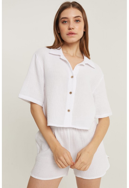 Muslin Crop shirt BARBARA in various colors