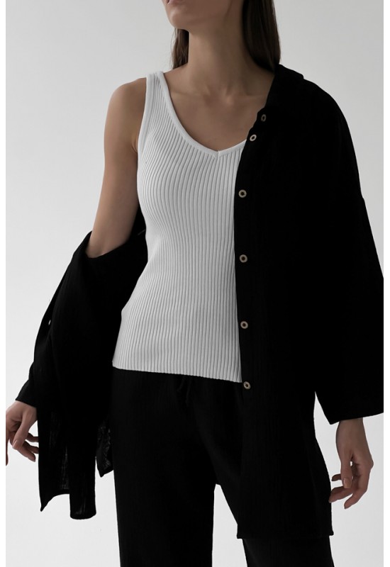 Long Sleeves Muslin Shirt : Crinkle Cotton Blouse