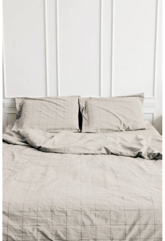 Window Pane Check Cotton Bedding: Large Grid 