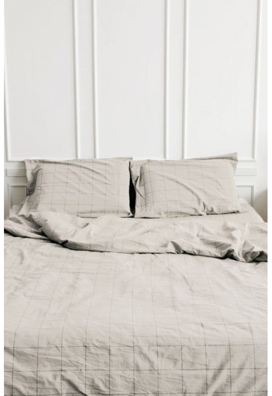 Window Pane Check Cotton Bedding: Large Grid 