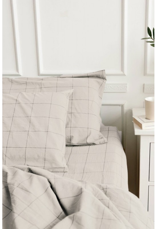 Window Pane Check Cotton Bedding: Large Grid 