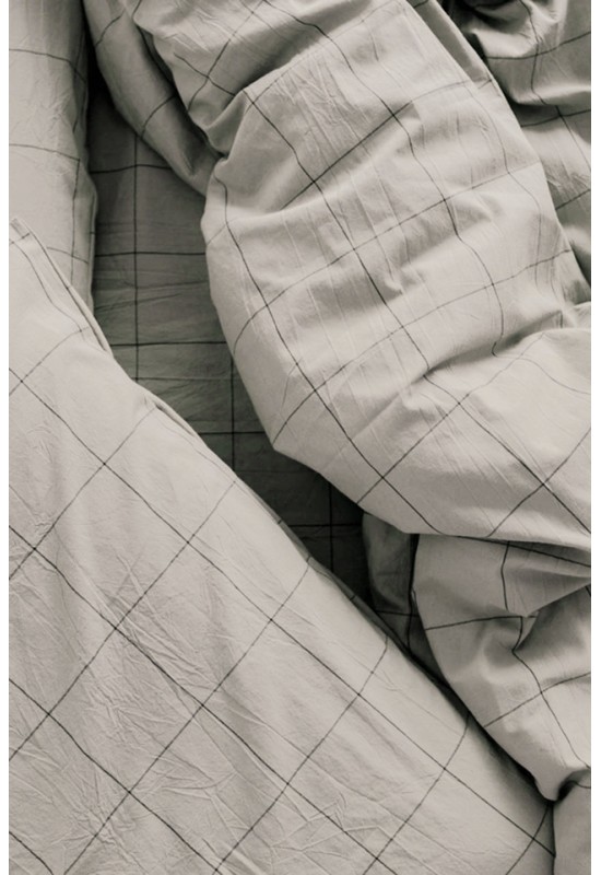 Window Pane Check Cotton Bedding: Large Grid 