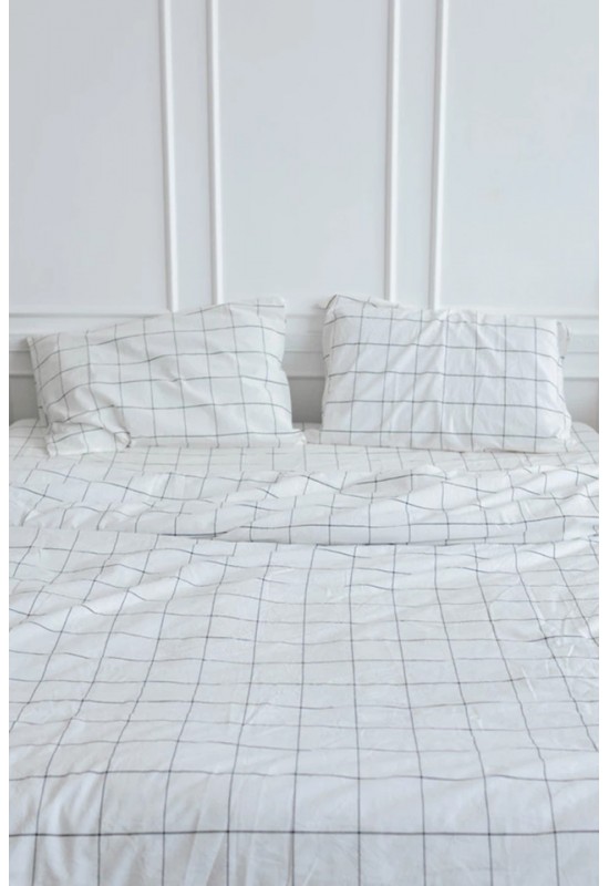 Window Pane Check Cotton Bedding: Large Grid 