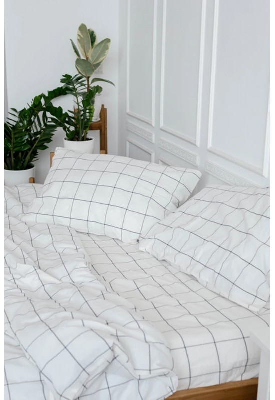 Window Pane Check Cotton Bedding: Large Grid 