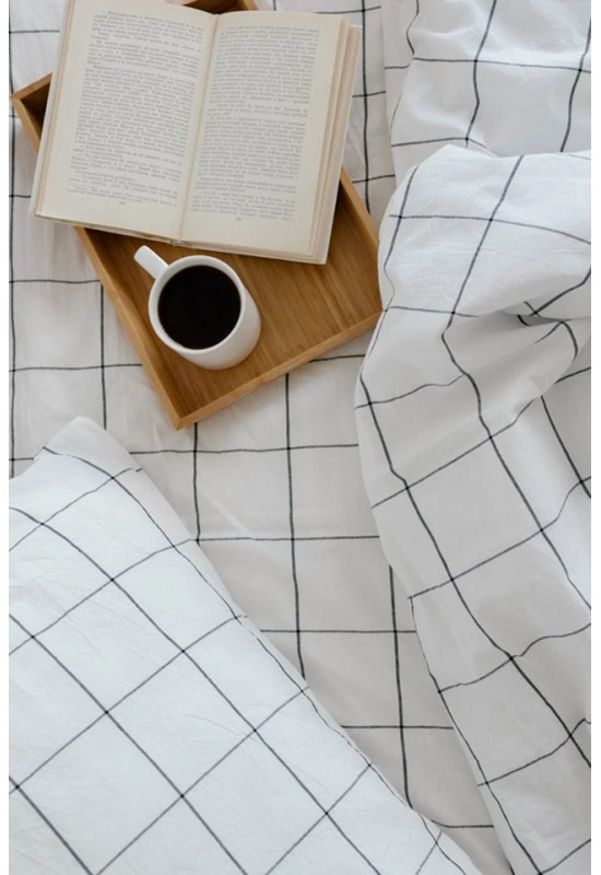 Window Pane Check Cotton Bedding: Large Grid 