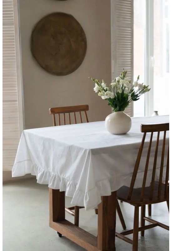 Cotton Tablecloth with Ruffles -  All colors and sizes