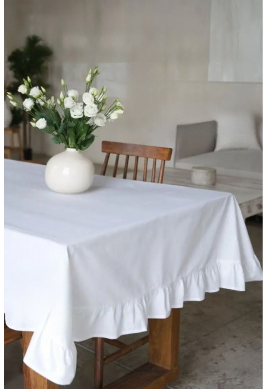 Custom Cotton Tablecloth with Ruffles