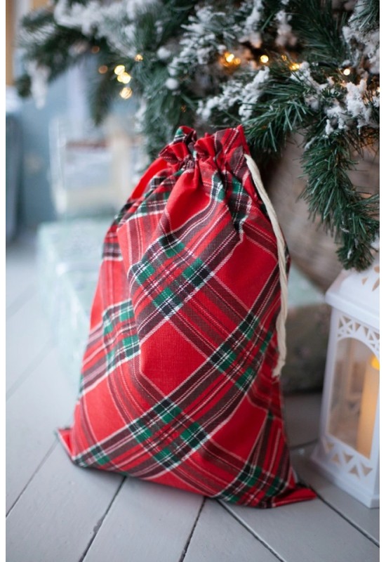 Christmas Cotton Drawstring Sack Bags - 24 Prints 