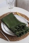 Rectangle Linen Napkins with Ruffles - Elegant Dining Essentials