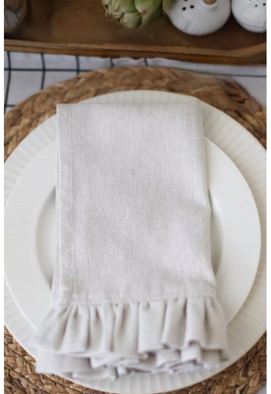 Rectangle Linen Napkins with Ruffles - Elegant Dining Essentials