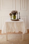 Ruffled Linen Tablecloth for Wedding and Dining