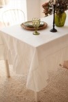 Ruffled Linen Tablecloth for Wedding and Dining