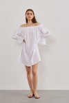  Muslin Open Shoulders Long Sleeve Dress for Women