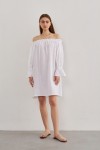  Muslin Open Shoulders Long Sleeve Dress for Women