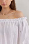  Muslin Open Shoulders Long Sleeve Dress for Women