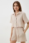 Muslin Shirt with Short Sleeves: Crop Blouse 