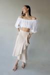 High-Waist Muslin Cotton Skirt with Ruffles