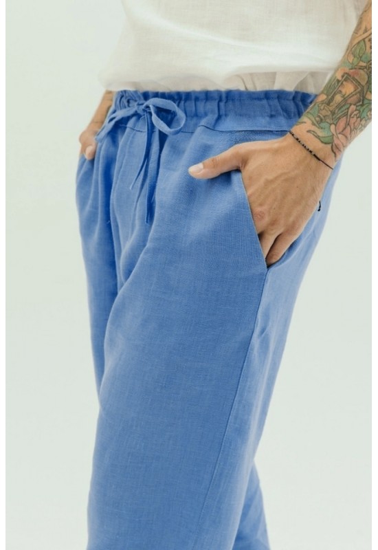 Drawstring Men's Linen Pants with Elastic Waist 