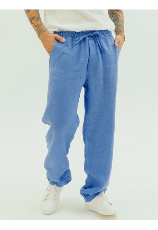 Drawstring Men's Linen Pants with Elastic Waist 