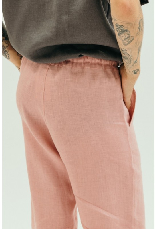 Drawstring Men's Linen Pants with Elastic Waist 