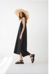 Sleeveless linen dress Midi V neck Slip dress 