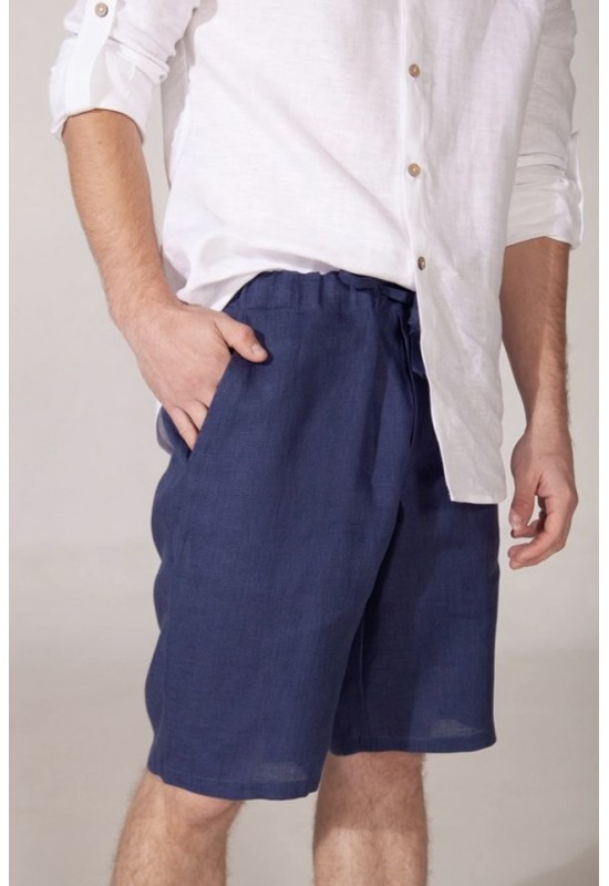 Drawstring Men's Linen Pants with Elastic Waist