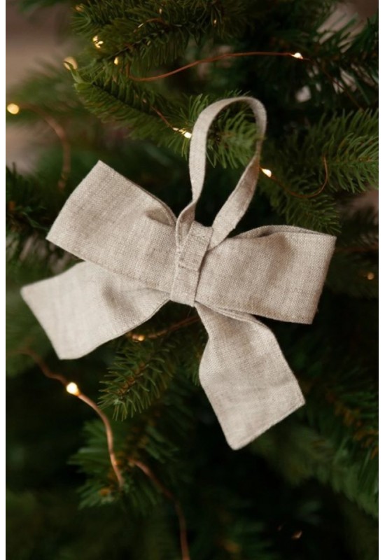  Linen Tree Bows for Christmas - Set of 6