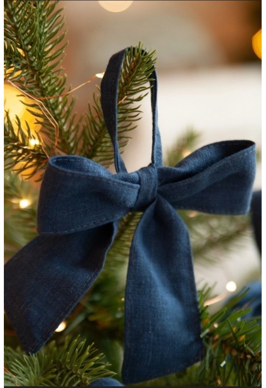  Linen Tree Bows for Christmas - Set of 6