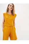 Linen crop top for women Boat neck Loose blouse