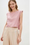 Linen crop top for women Boat neck Loose blouse