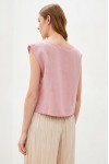 Linen crop top for women Boat neck Loose blouse