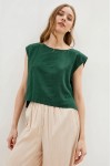 Linen crop top for women Boat neck Loose blouse
