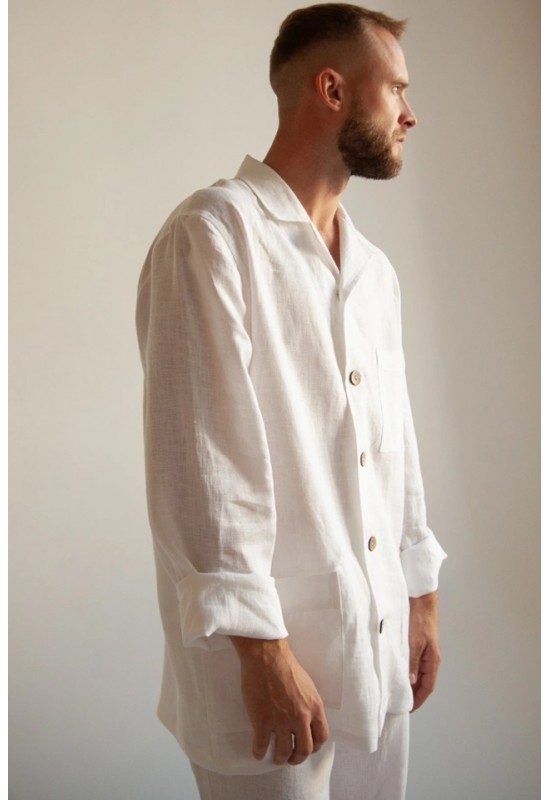 Men's Linen Pajama Set with Shirt and Pants