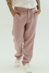 Men's Loose Fit Linen Pants with Button Closure