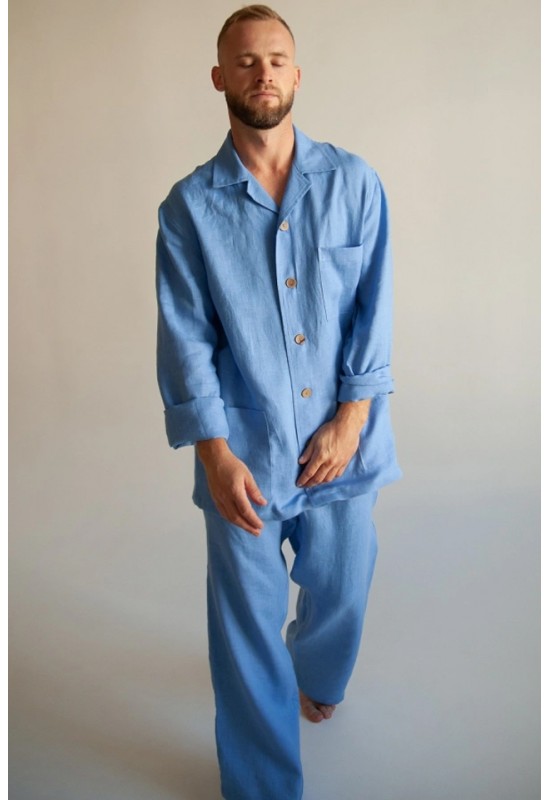 Men's Linen Pajama Set with Shirt and Pants