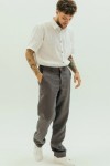 Men's Loose Fit Linen Pants with Button Closure