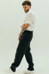 Men's Loose Fit Linen Pants with Button Closure