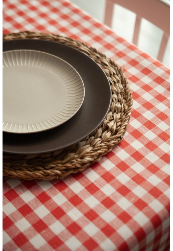 Waterproof Cotton Plaid Tablecloth - Checked Cover