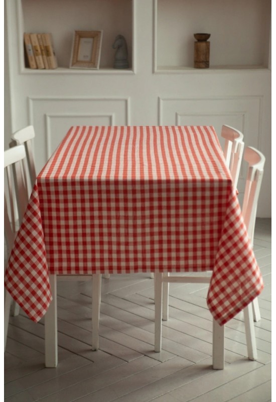 Waterproof Cotton Plaid Tablecloth - Checked Cover