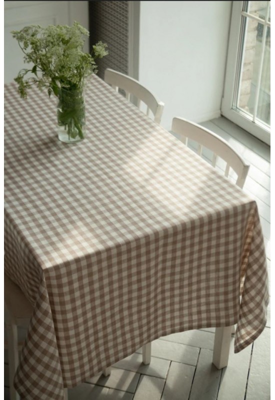 Waterproof Cotton Plaid Tablecloth - Checked Cover
