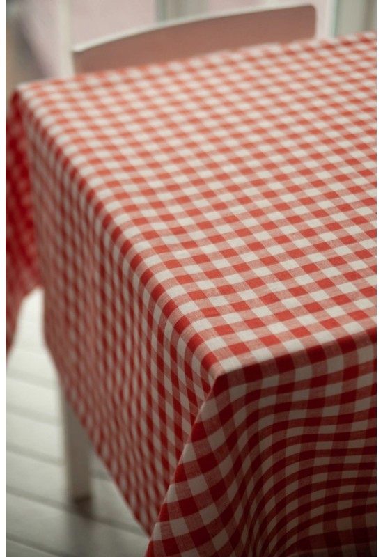 Waterproof Cotton Plaid Tablecloth - Checked Cover