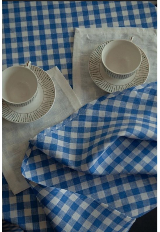 Waterproof Cotton Plaid Tablecloth - Checked Cover