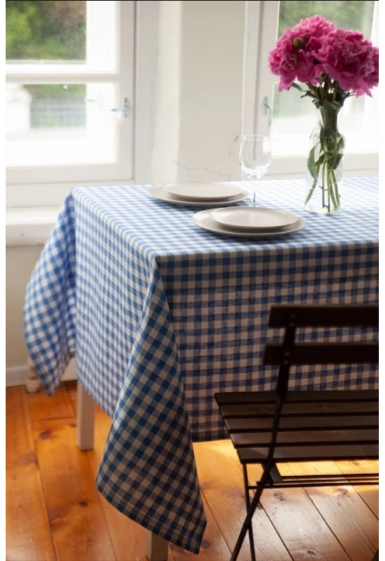 Waterproof Cotton Plaid Tablecloth - Checked Cover