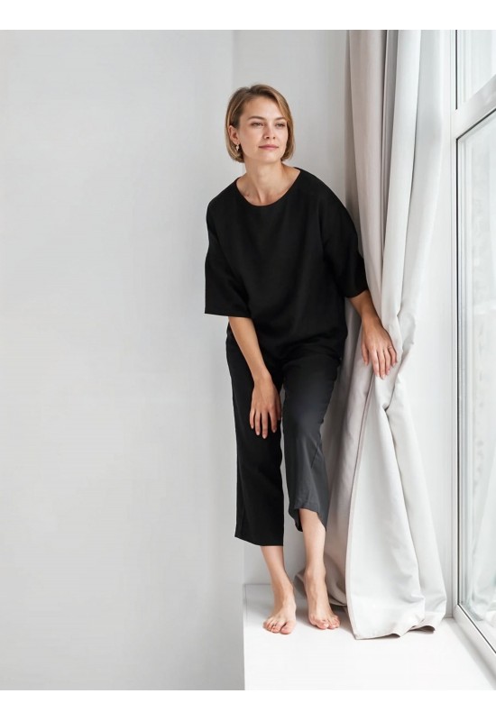 Linen 2-Piece Set: Loose T-Shirt and Pants