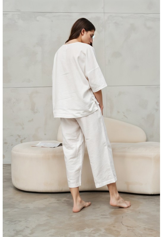 Linen 2-Piece Set: Loose T-Shirt and Pants