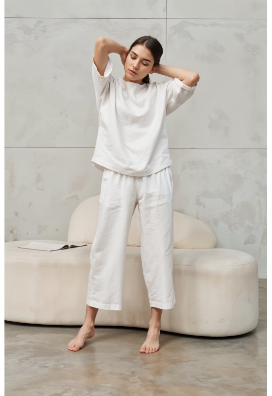Linen 2-Piece Set: Loose T-Shirt and Pants