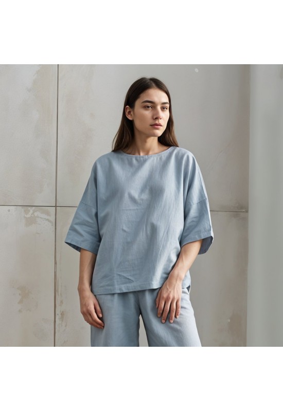 Linen 2-Piece Set: Loose T-Shirt and Pants