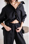 Oversized linen shirt women Collar Long sleeve