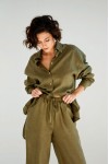 Oversized linen shirt women Collar Long sleeve