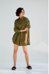 Oversized linen shirt women Collar Long sleeve